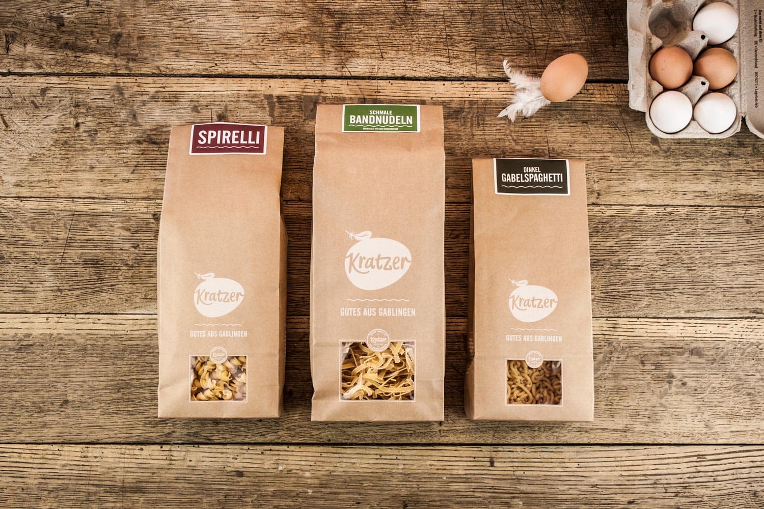 Hofladen Kratzer - Nudeln und Eier in Verpackung